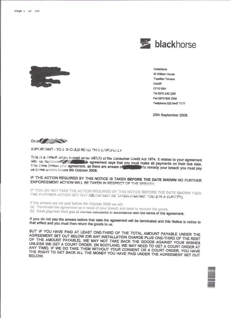 Black Horse Car Finance (BH) Page 3 Financial Legal Issues